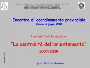 MINISTERO DELL ISTRUZIONE DELL UNIVERSIT E DELLA RICERCA