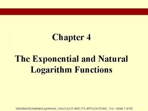 Chapter 4 The Exponential and Natural Logarithm Functions