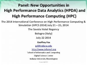 High performance data analytics hpda
