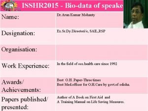 Speaker biodata