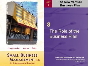 part 4 The New Venture Business Plan 8