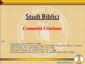 Studi Biblici Comunit Cristiana Ref www studibiblici it