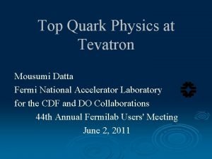 Top Quark Physics at Tevatron Mousumi Datta Fermi