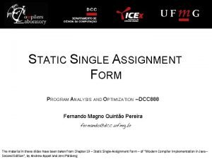 Static single assignment form in compiler design