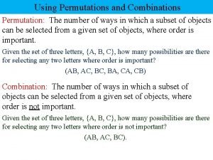 Formula for permutation and combination
