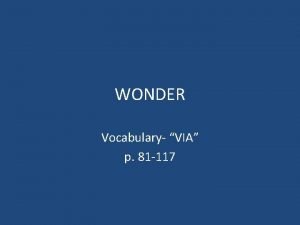 Wonder vocabulary