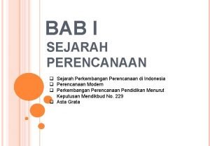 Sejarah perencanaan pendidikan