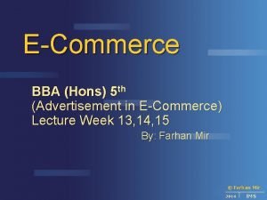 ECommerce BBA Hons 5 th Advertisement in ECommerce