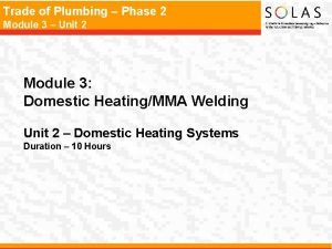 Trade of Plumbing Phase 2 Module 3 Unit