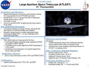 FY 16 GSFC IRAD LargeAperture Space Telescope ATLAST