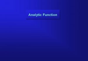Analytic Function Analytic Function Version 8 1 6