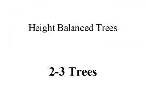 Height Balanced Trees 2 3 Trees Extended tree