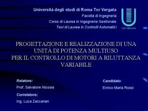 Universit degli studi di Roma Tor Vergata Facolt