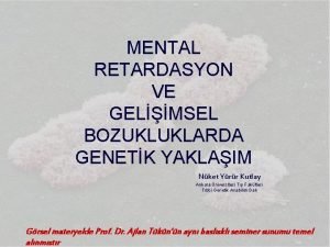 MENTAL RETARDASYON VE GELMSEL BOZUKLUKLARDA GENETK YAKLAIM Nket