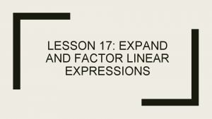 Factoring linear equations
