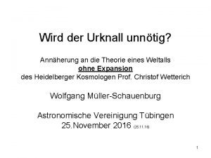 Wird der Urknall unntig Annherung an die Theorie