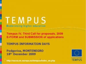 Tempus IV Third Call for proposals 2009 EFORM
