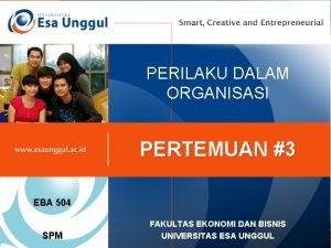 PERILAKU DALAM ORGANISASI PERTEMUAN 3 EBA 504 SPM