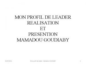 MON PROFIL DE LEADER REALISATION ET PRESENTION MAMADOU