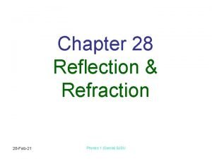 Chapter 28 Reflection Refraction 28 Feb21 Physics 1