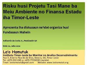 Risku husi Projetu Tasi Mane ba Meiu Ambiente