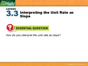 Interpreting the unit rate as slope lesson 3-3