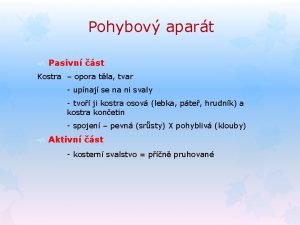 Pohybov apart Pasivn st Kostra opora tla tvar