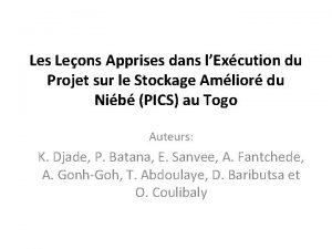 Les Leons Apprises dans lExcution du Projet sur