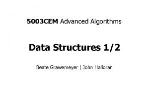 5003 CEM Advanced Algorithms Data Structures 12 Beate