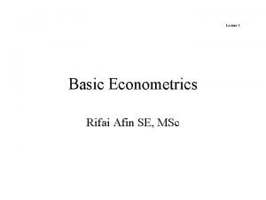Methodology of econometrics