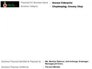 Proposed NU Business Name Anowar Enterprise Business Category