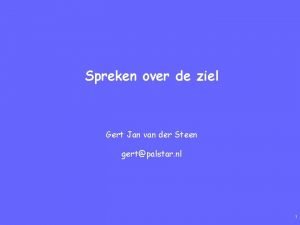 Spreken over de ziel Gert Jan van der