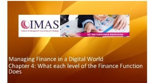 Finance in a digital world