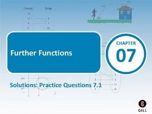 CHAPTER Further Functions Solutions Practice Questions 7 1