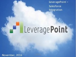 Leverage Point Salesforce Integration November 2016 Confidential Leverage