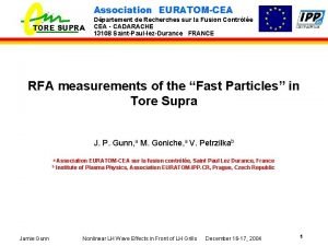 Association EURATOMCEA TORE SUPRA Dpartement de Recherches sur