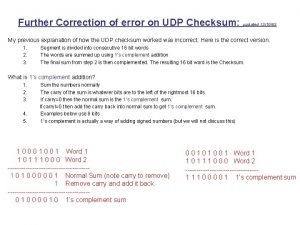 Udp checksum error detection
