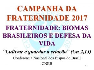 CAMPANHA DA FRATERNIDADE 2017 FRATERNIDADE BIOMAS BRASILEIROS E