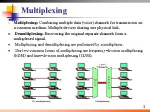 Multiplexing n n Multiplexing Combining multiple data voice