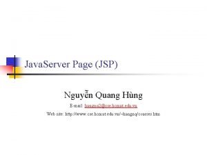 Java Server Page JSP Nguyn Quang Hng Email