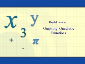Digital Lesson Graphing Quadratic Functions Let a b