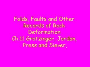 Folds Faults and Other Records of Rock Deformation