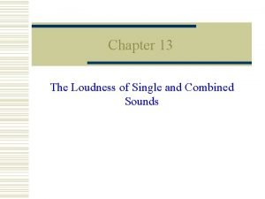Chapter 13 The Loudness of Single and Combined