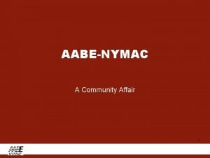 AABENYMAC A Community Affair 1 AABE NYMAC 2