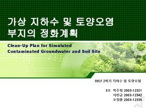 CleanUp Plan for Simulated Contaminated Groundwater and Soil