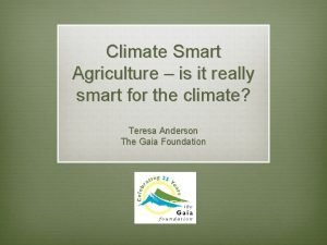 Climate Smart Agriculture is it really smart for