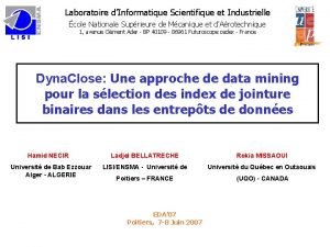 Laboratoire dInformatique Scientifique et Industrielle cole Nationale Suprieure