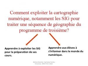 Comment exploiter la cartographie numrique notamment les SIG