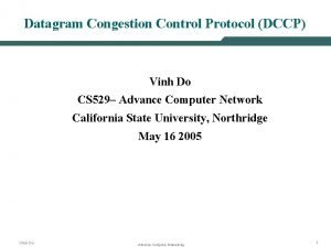 Datagram Congestion Control Protocol DCCP Vinh Do CS