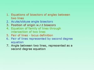 Equation of angle bisector between two lines